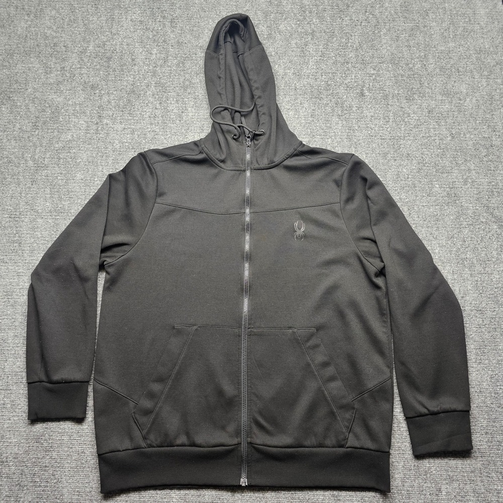 Spyder Active Mens Full Zip Hoodie Black Large SPM886U ProWEB Performance Jacket